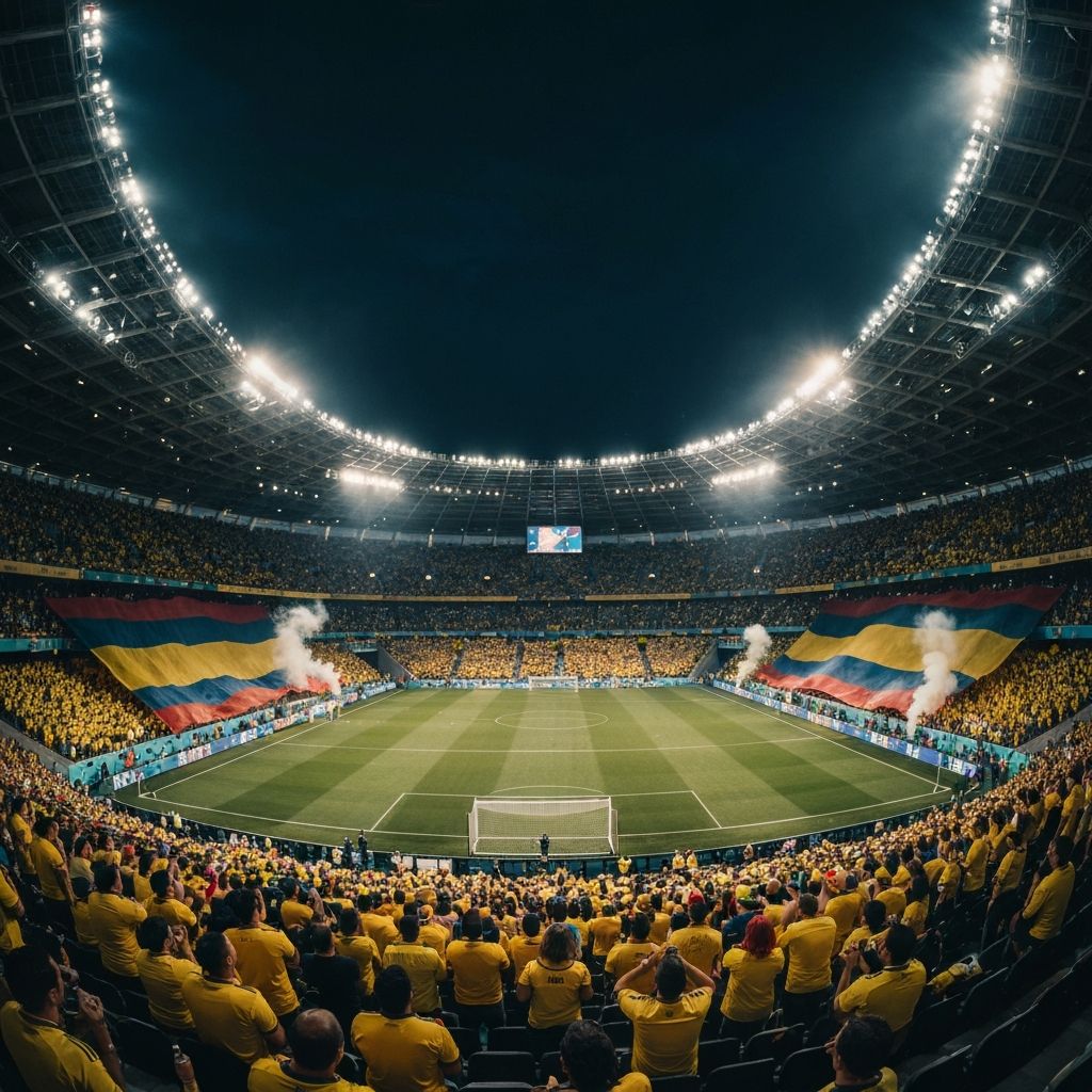 Atmosfera de estadio deportivo con luces doradas